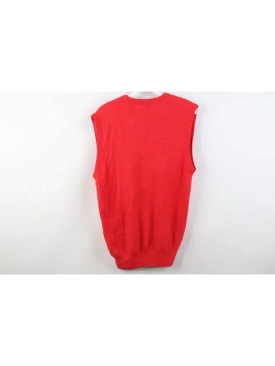 Deadstock Vintage 70s Womens Medium Blank Soft Knit V-Neck Sweater Vest Red - Picture 9 of 11